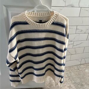 AE Striped Cream and Blue Sweater